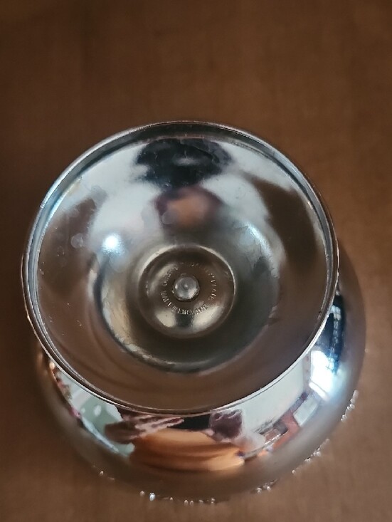 Reticulated Silver-Plate Compote with Deep Cobalt Glass main image 1